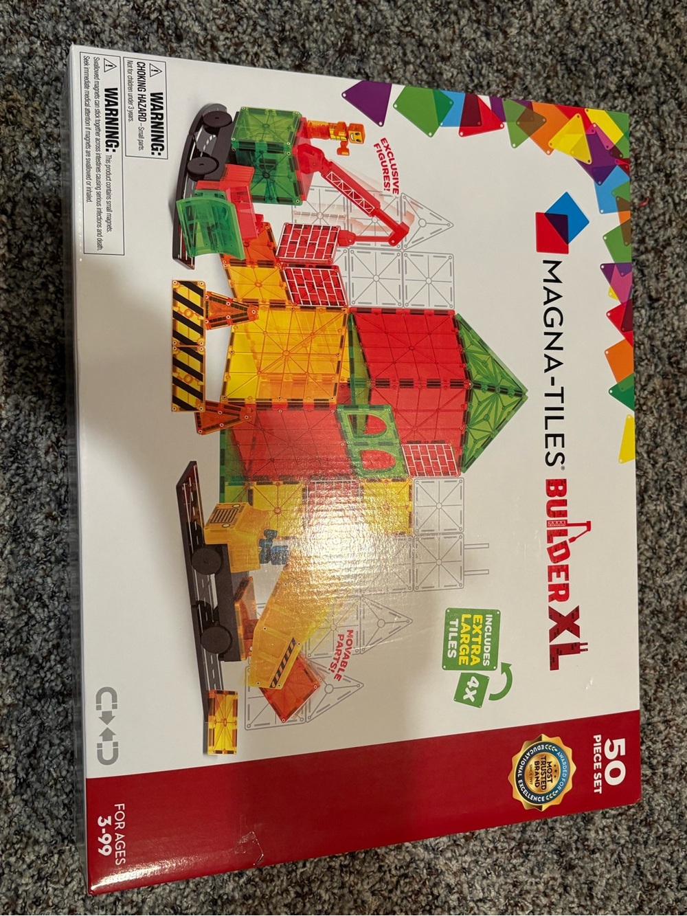 Magna-Tiles Builder XL 50-Piece Set - Multicolor Construction Tiles
